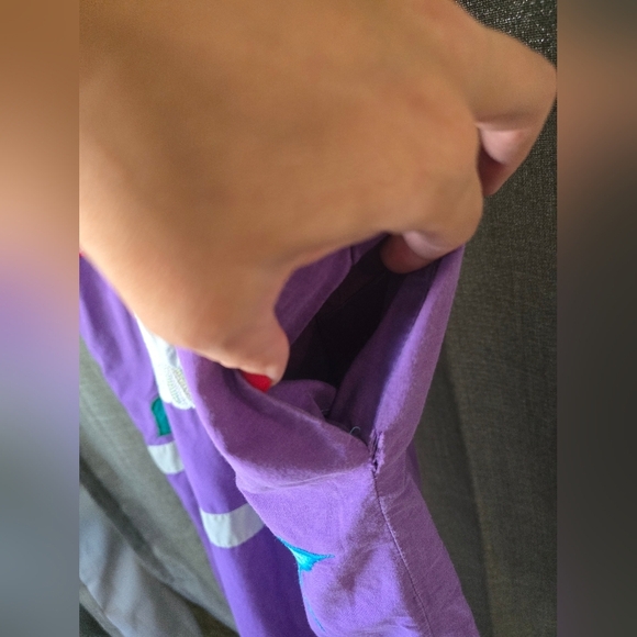 Vtg 1970s Mexican Oaxacan Purple Applique Mumu Midi Dress Sixe XL - Picture 6 of 7